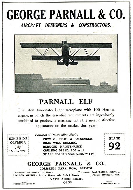 Some Features Of The Parnall Elf Light Aeroplane                 