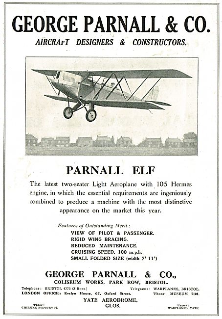 Parnall Elf Two Seater Light Aeroplane                           