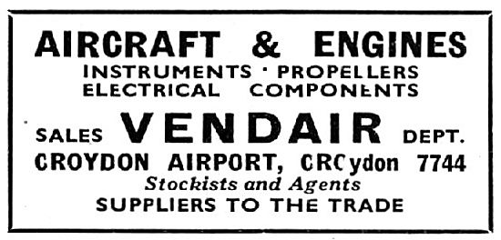 Vendair. Croydon. - Aircraft & Engine Spares                     