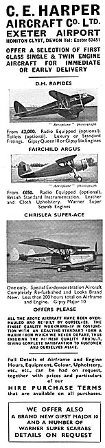 C.E.Harper Aircraft Co. EXeter Airport. Aircraft Sales           