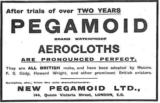 Pegamoid Brand Waterproof Aviation Cloth Used By Cody & H.Wright 