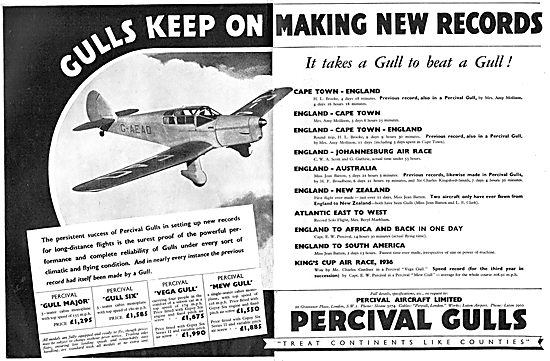 Percival Gull Record Flights                                     