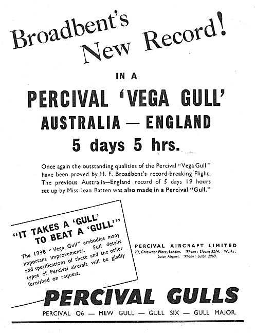 Percival Vega Gull - Broadbent Record                            