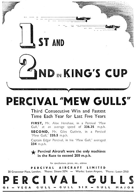 Percival Mew Gull - King's Cup                                   