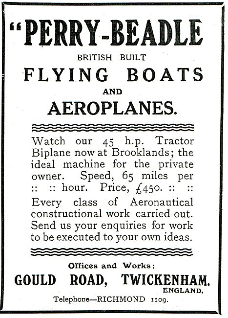 Perry-Beadle  Aviation British Built Flying Boats & Aeroplanes   