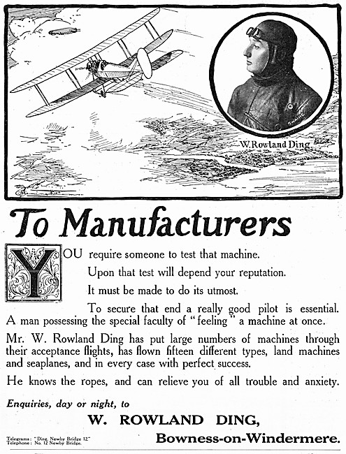 Rowland Ding Test Pilot 1915                                     