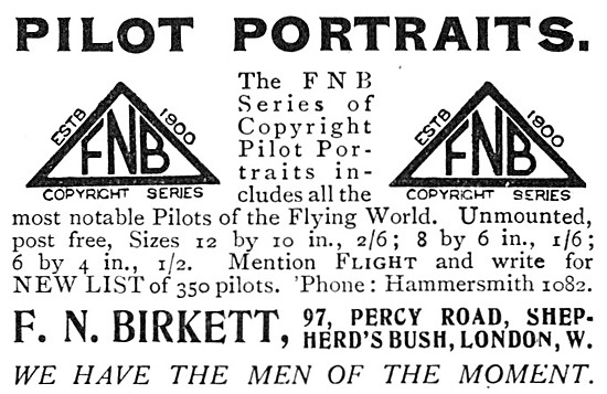 F.N.Birkett Pilot Portraits 1915                                 