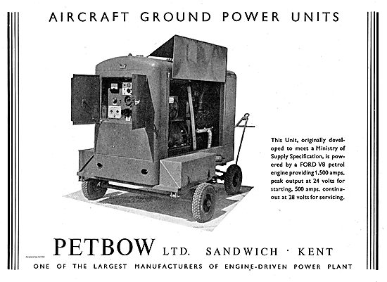 Petbow MOS Specification Ford V8 Engined Aircraft GPU            