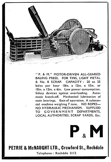 Petrie & McNaught. Crawford St, Leeds. Motor Driven Baling Press 