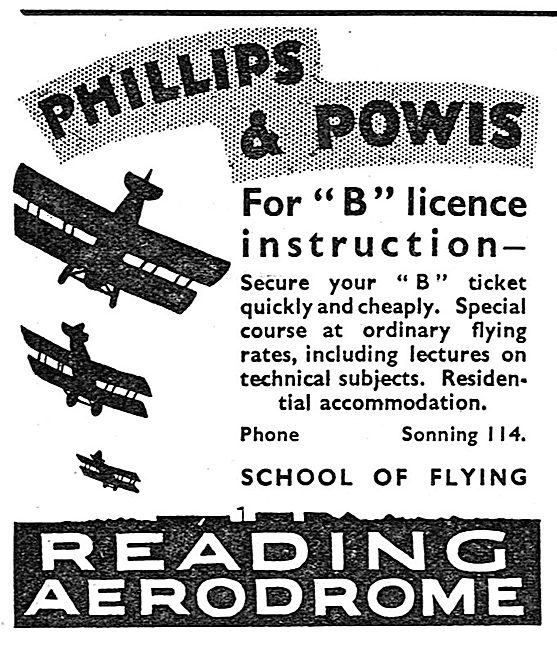 Phillips & Powis School Of Flying. Reading Aerodrome. 1931       