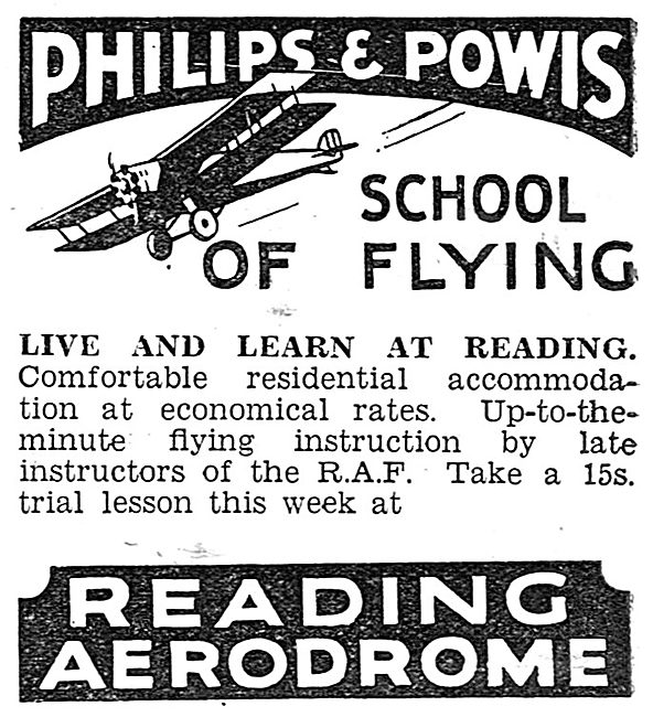 Phillips & Powis School Of Flying. Reading Aerodrome. 1931       