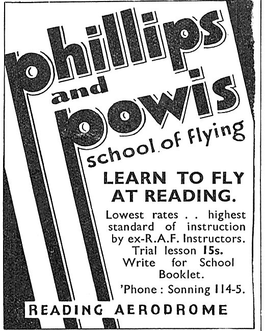 Phillips & Powis Flying School Reading - Trial lesson 15/-       