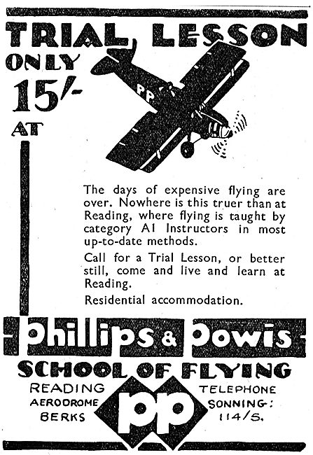 Phillips & Powis School Of Flying, Reading Aerodrome.            