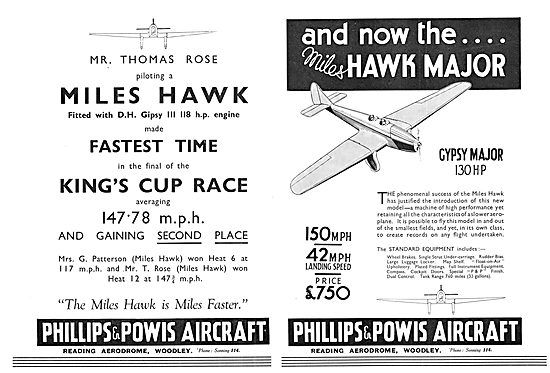 Phillips & Powis. Miles Hawk   Miles Hawk Major                  