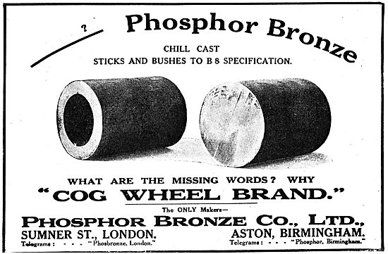 Phosphor Bronze Company -  Cog Wheel Brand Chill Cast Bushes     