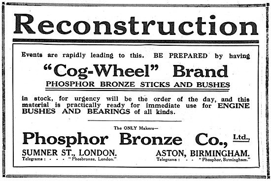 Phosphor Bronze Company -  Cog-Wheel Brand Sticks & Bushes       