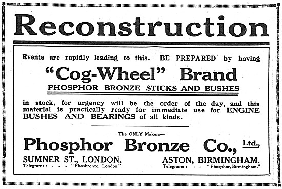 Phosphor Bronze Company -  Cog-Wheel Brand Sticks & Bushes       