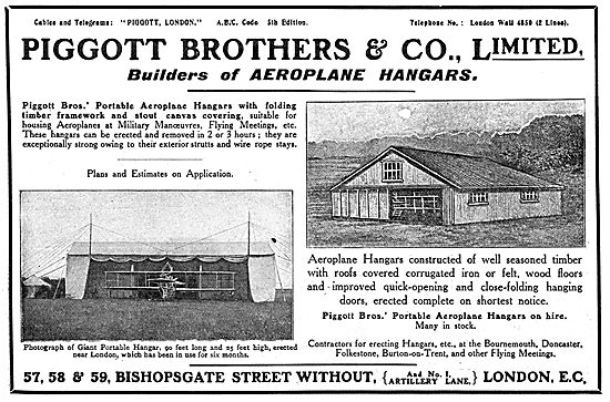 Piggott Brothers - Aeroplane Sheds, Tents & Hangars              