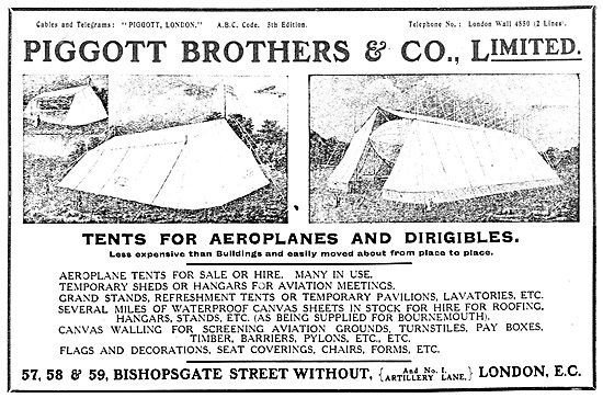 Piggott Brothers - Aeroplane Sheds, Tents & Hangars              