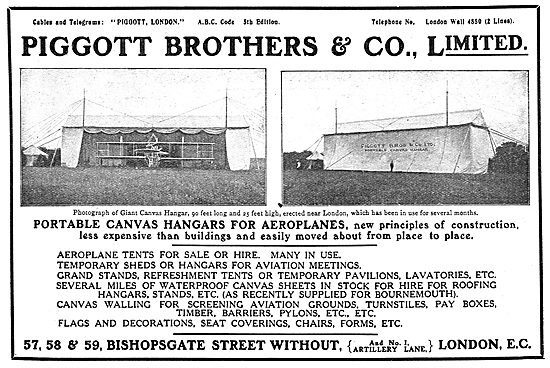 Piggott Brothers - Aeroplane Sheds, Tents & Hangars              