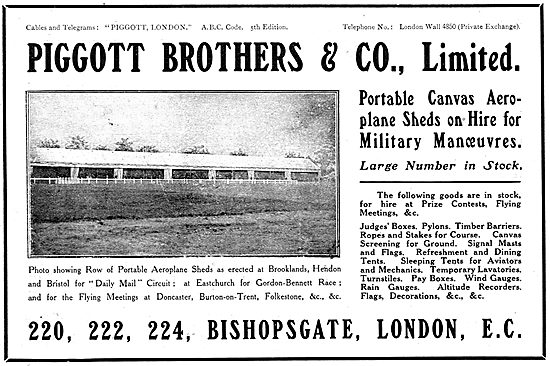 Piggott Brothers Aeroplane Hangars & Portable Buildings          