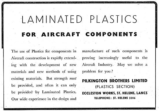 Pilkington  Laminated Plastics For Aircraft Components           