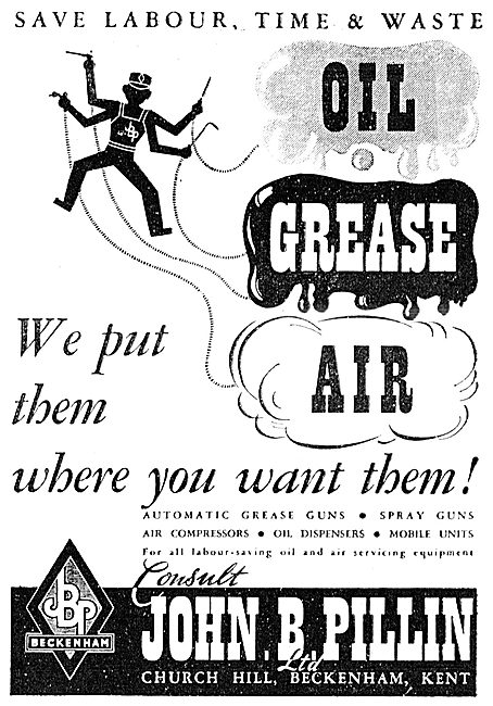 John B. Pillin Oil Dispensers, Grease & Spray Guns 1943          