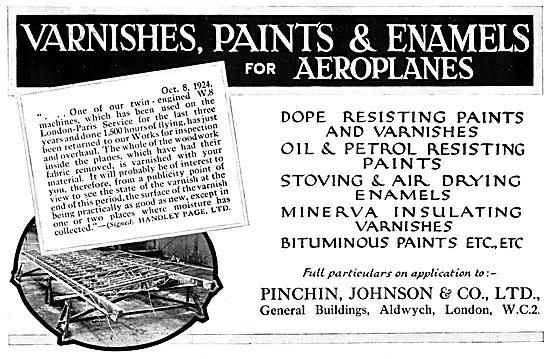Pinchin Johnson Aircraft Paints & Finishes 1925                  