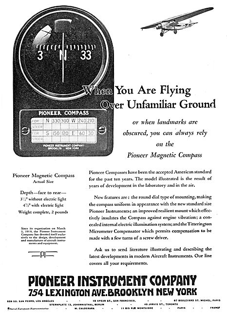 Pioneer Instrument Company Pioneer Compass 1929                  