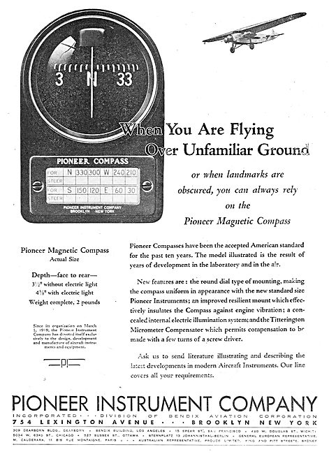 Pioneer Magnetic Compass For Aircraft                            