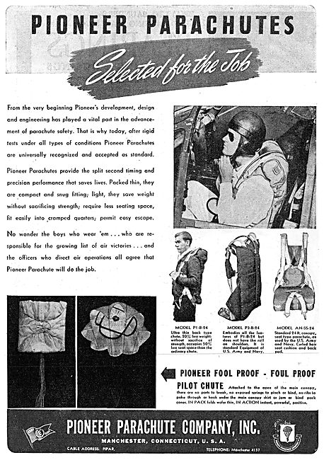 Pioneer Parachutes 1943 Advert                                   