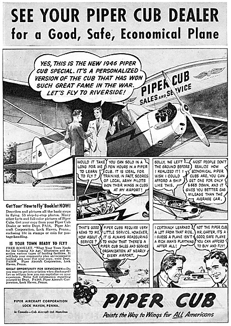 Piper Cub 1946 Advert                                            