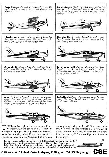 Piper Aircraft Range For 1967                                    