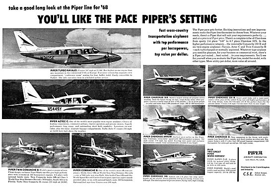 Piper Aircraft Range 1968                                        