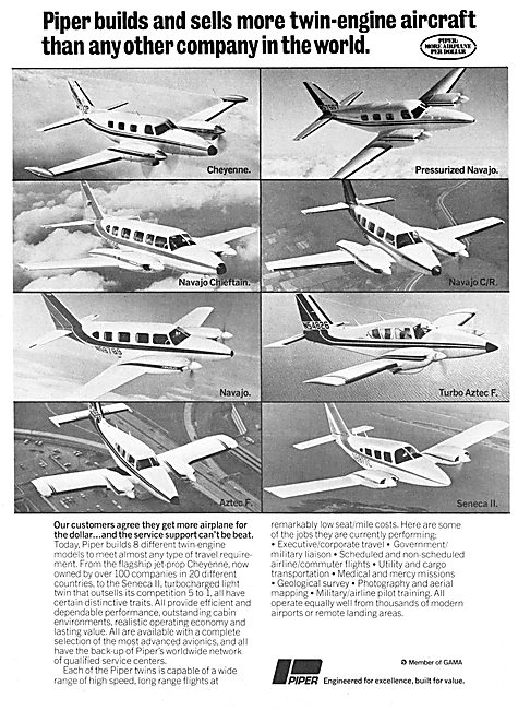 Piper Twin Engined Aircraft Models 1977                          