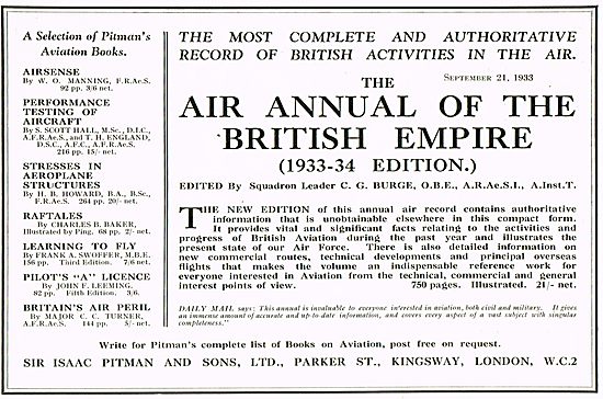 Air Annual Of The British Empire 1933-1934 Edition Burge         