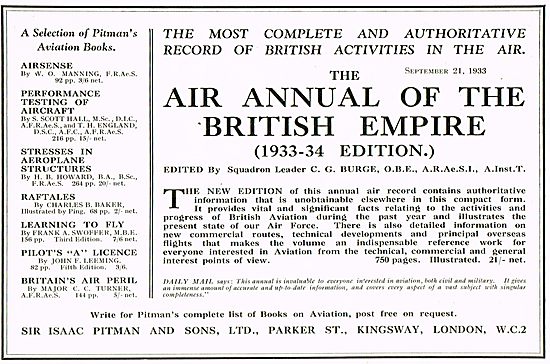 Air Annual Of The British Empire 1933-1934 Edition Burge         