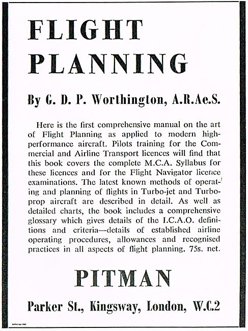 Flight Planning By G.D.P.Worthington 75s net.                    