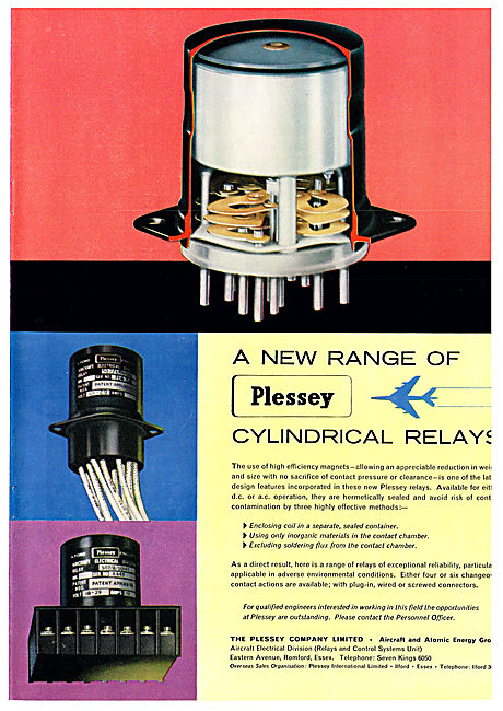 Plessey Cylindrical Relay For Aircraft Electrical Systems        