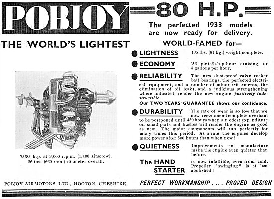 Pobjoy 80 H.P. Aircraft Engine                                   