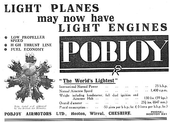 Pobjoy  75/85 HP Aero Engine                                     