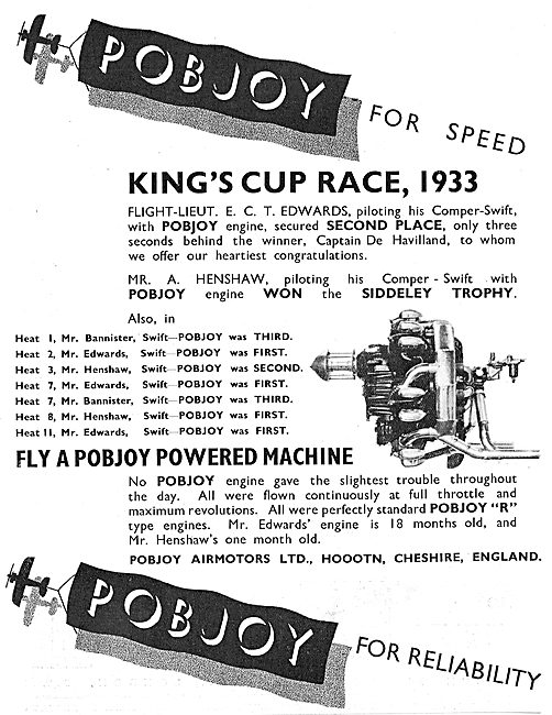Pobjoy Aero Engine Kings Cup 1933                                