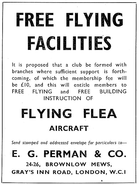 Flying Flea - Pou De Ciel: E.G.Perman Free Flying Facilities     