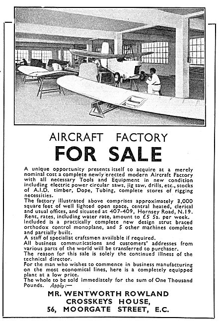 Flying Flea - Pou: Aircraft Factory For Sale. Hornsey Rd. N19    