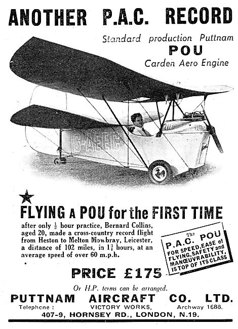 Flying Flea - Pou De Ciel: PAC Pou. Puttnam Aircraft             