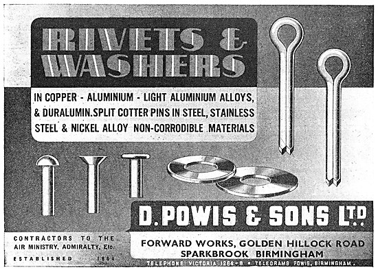 D.Powis Rivets, Washers & AGS Parts                              