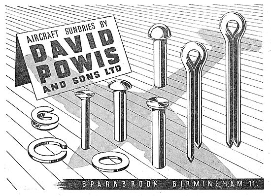 Aircraft Sundries By Dave Powis & Sons. Split Pins, Washers.     