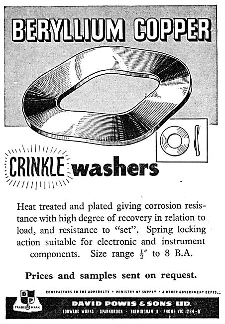 D.Powis Beryllium Copper Crinkle Washers                         