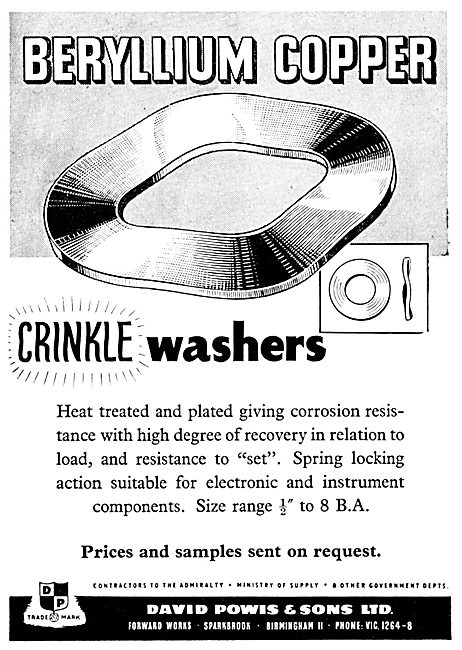 D.Powis Beryllium Copper Crinkle Washers                         