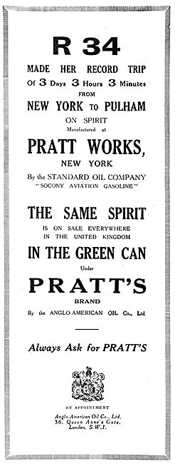 Pratts Aviation Spirit - Standard Oil Company (Socony Gasoline)  